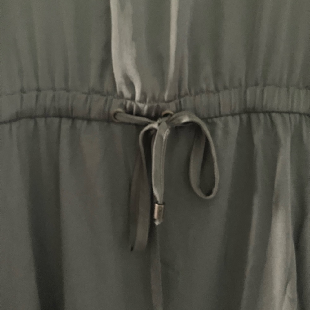 DKNY blouson style shirt dress in olive green tie waist - Picture 6 of 9